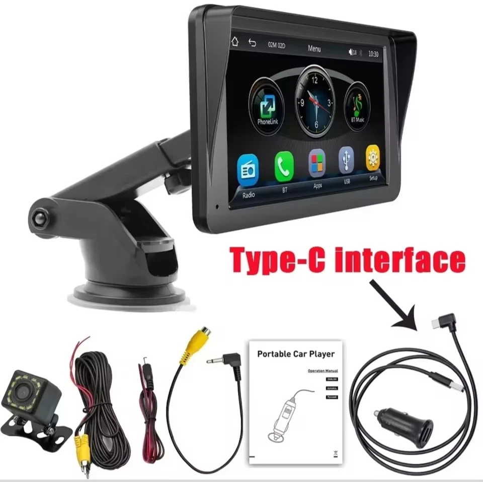 Autoradio Portatile Carplay Display per Auto, Schermo 7 Pollici IPS Touchscreen - Immagine 2 di 4