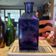 PURPLE Antique A. S. HIND'S HONEY ALMOND CREAM Bottle EMBOSSED PORTLAND MAINE