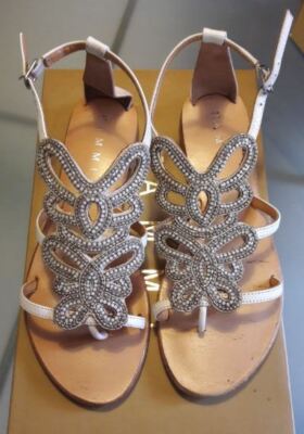 Scarpe sandali infradito bianchi farfalla donna numero 37 Made in