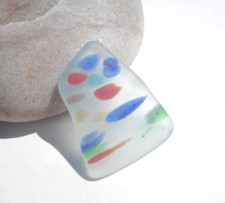 Sea Glass, Large Multi Color Baby Blue Red Green Purple Spots