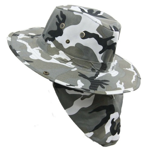 Bucket Cap Fishing Hiking Army Military Neck Cover Sun Flap Hunting Safari Hat - Picture 17 of 35