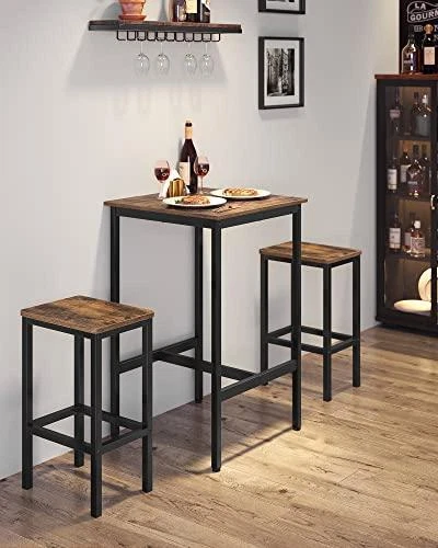 VASAGLE Narrow Long Bar Table Kitchen Dining Table High Pub Table fot  Dining Room Rustic Brown and Black 