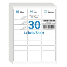 1" x 2 5/8" Address Shipping Labels Sheet FBA SKU Labels 30/sheet 30 UP Adhesive
