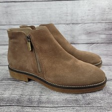 Italeau Foliana Tan Brown Suede Zip Ankle Boots Italy Women  s 38 US 7.5