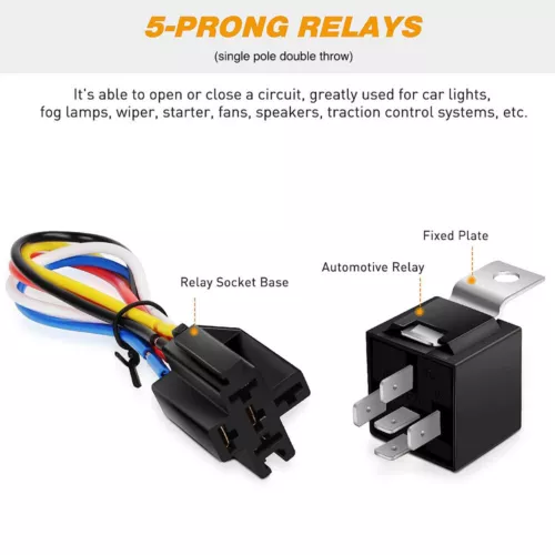5Pcs 12V 40 Amp Car SPDT Relay DC 5 Pin 5 Wires W/ Harness Socket Automotive AU - Picture 5 of 17