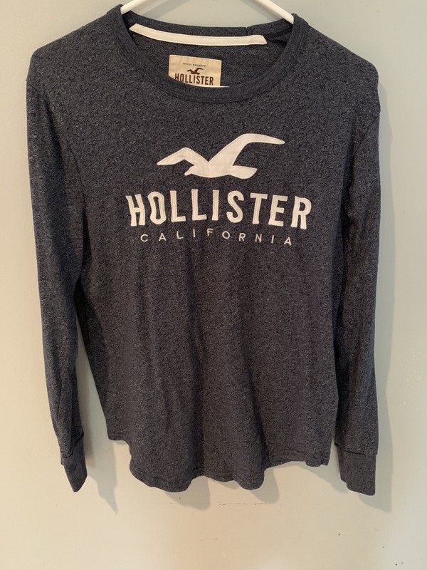 Hollister Mens L/S Shirt Blue/Grey Size XS
