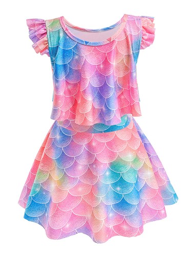 Kids Girls Dress Bathing Suit Swimsuit Holiday Beachwear Vacation Briefs Youth - Picture 11 of 82