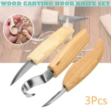3Pack Wood Carving Knife Cutter set Whittling Hook Kit DIY Craft Hand Tool USA