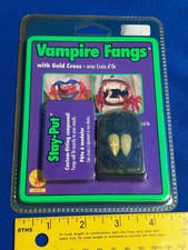 Rubies Stay Put Vampire Fangs Teeth Halloween Costume Gold Cross Costume RIP