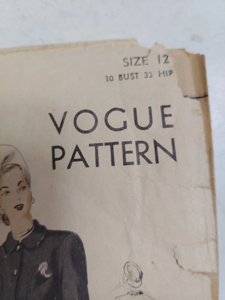 Vogue 6182 Coat Jacket Skirt Suit Sewing Pattern Ladies 12 33" Bust VTG 1940s - Image 3 of 4