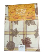 Thanksgiving Tablecloth Leaves Fabric Cloth Fall Harvest Autumn 60x84" Oblong