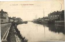 Old postcard Calais - Le Canal de Guines (180921)