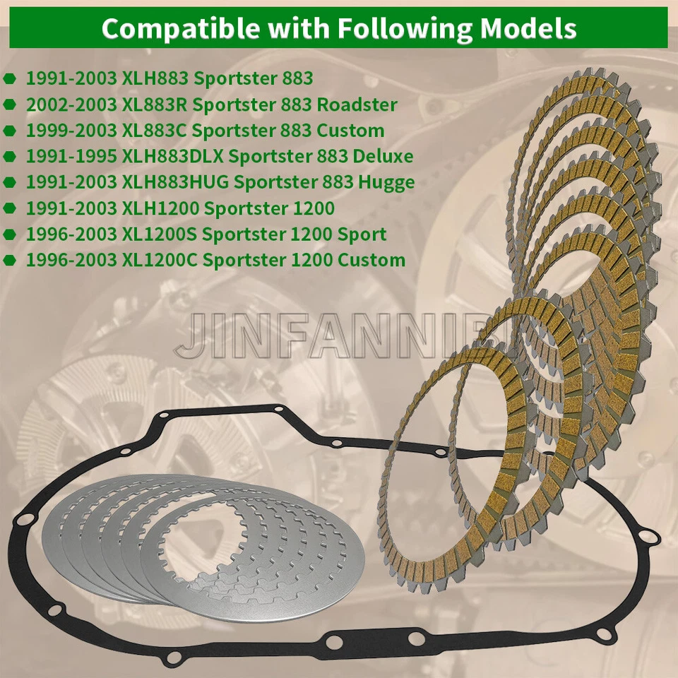 Комплект фрикционных пластин и прокладок сцепления для Harley Sportster 883 XLH883 XL883 1991-03 - Изображение 2 из 4
