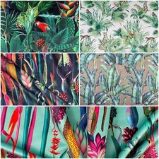 Luxury Velvet Craft Fabric Tropical Jungle Botanical Printed Fabric for Curtains