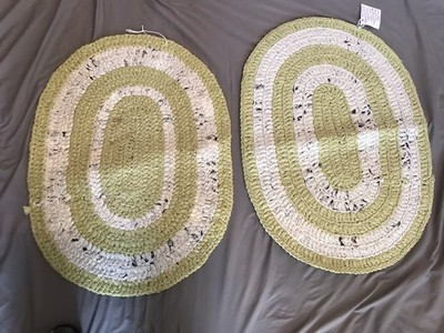 Set Of 2 Hand Made Plastic Plarn Crochet Throw Rugs