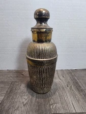 RARE ART DECO  SILVERPLATE ON BRASS COCKTAIL SHAKER With Patena