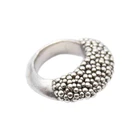Vintage Modernist 925 Sterling Silver Beaded Dome Statement Ring Size 6