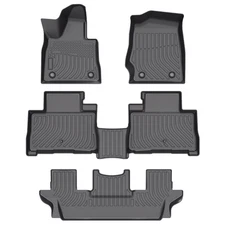 3 Row Set Car Floor Mats All Weather For 2020-2024 Lincoln Aviator 6 Passenger 