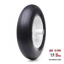 16" 4.80/4.00-8 Flat Free Solid Polyurethane Tire and Wheel, 1 Vertical Grooves