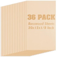 36 Pack Basswood Sheets,Plywood Board 1/8 Inch Unfinished Wood,3mm Plywood fo...