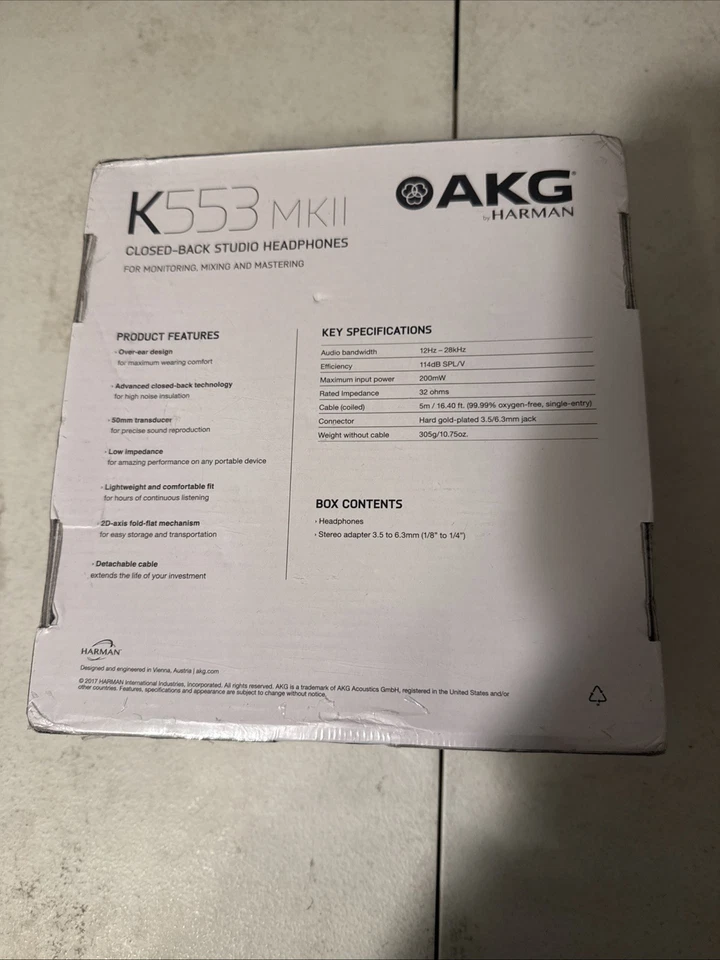 AKG K553 MK2 Closed-back Studio Recording Monitoring Headphones - Black - Image 3 of 4