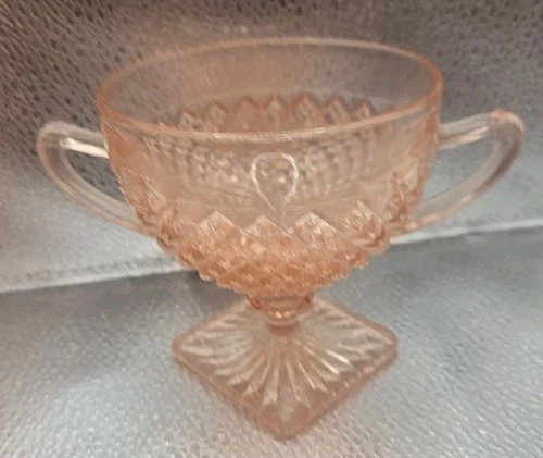 Miss America Pink Open Footed Sugar Bowl 1930's Depression Glass Anchor Hocking