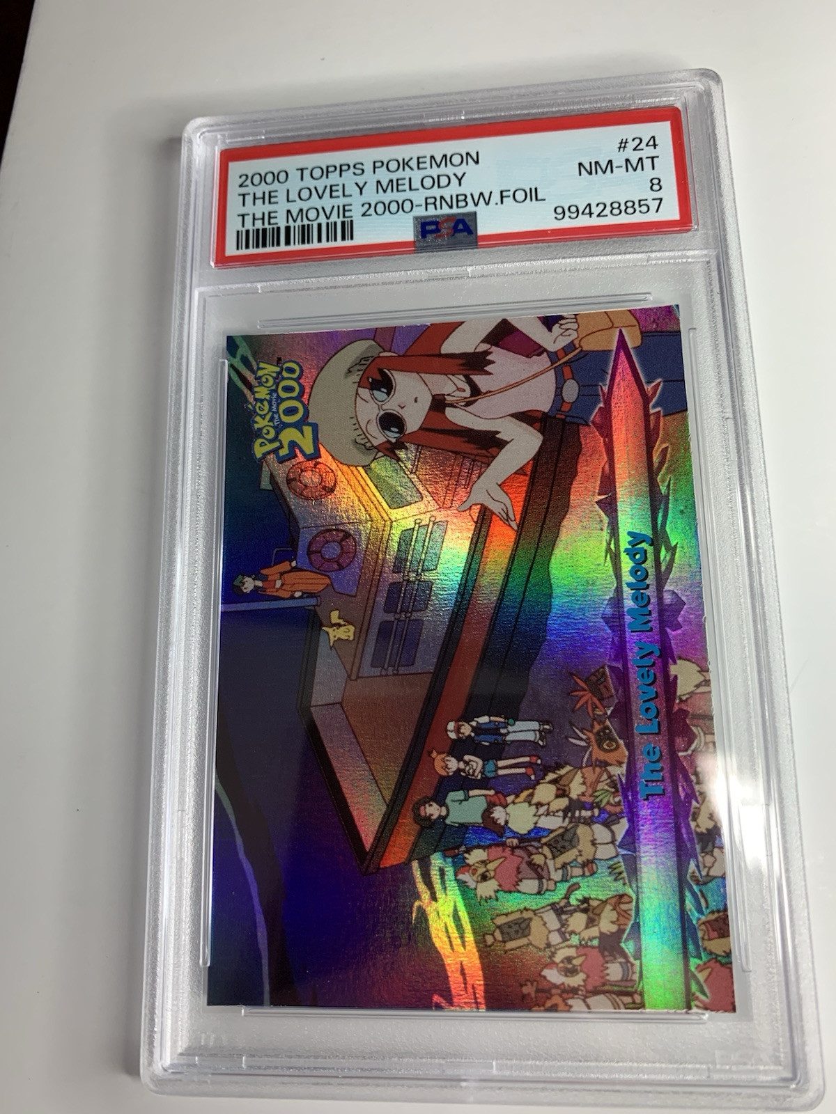 Topps Pokemon the Movie 2000 #24 The Lovely Melody RAINBOW FOIL PSA 8 NM-MT