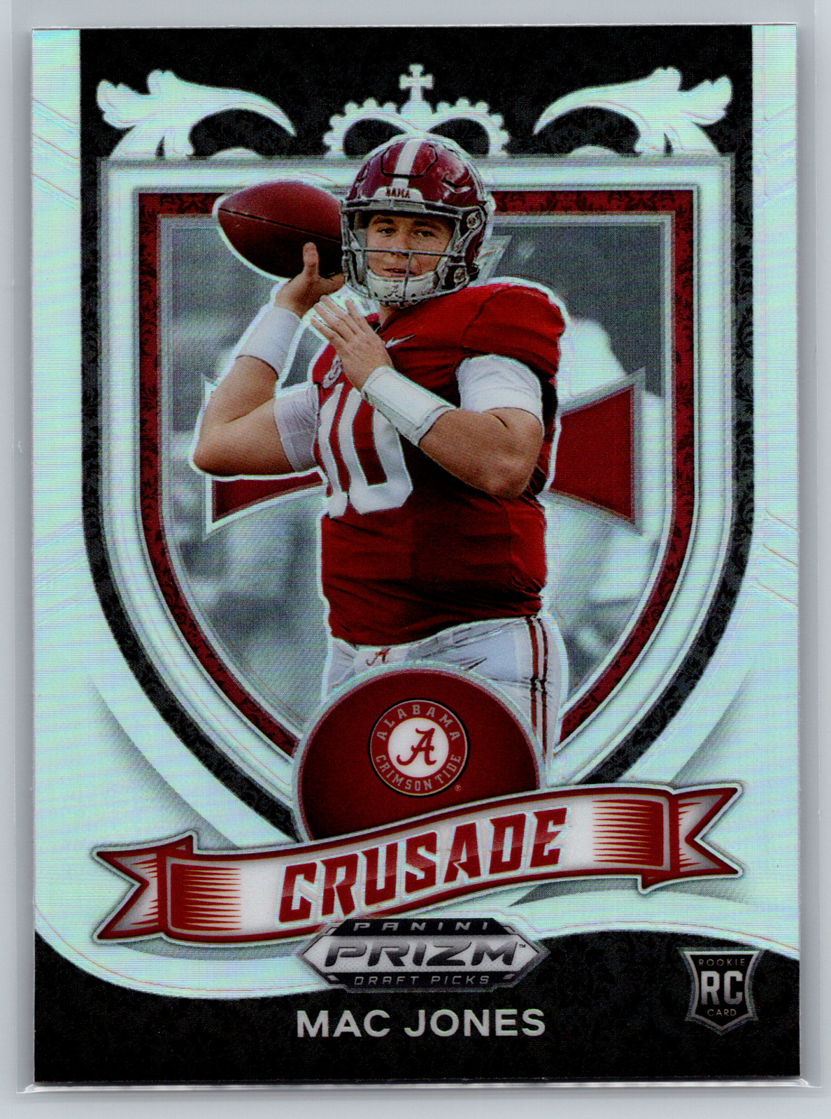 Mac Jones 2021 Panini Prizm Draft Picks Crusade Silver Prizm Rookie Card RC #170