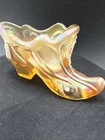 Fenton Carnival Glass Slipper Hand Painted Signed Sandy Miller Tagged USA