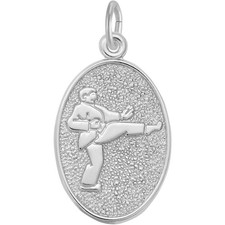 Martial Arts Oval Charm - Metal - Sterling Silver