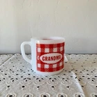 Westfield Milk Glass Mug Vintage Grandma Gingham Pattern