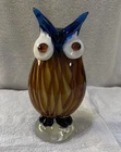 Vintage Murano Art  Glass Owl Paper Weight Figurine 8” Tall