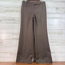 Ann Taylor Signature Fit Brown Pinstripe Wide Leg Dress Pants Womens Size 10