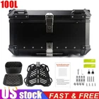 100L Aluminum Motorcycle Top Case Lock Trunk Luggage Tour Tail Box Storage Black
