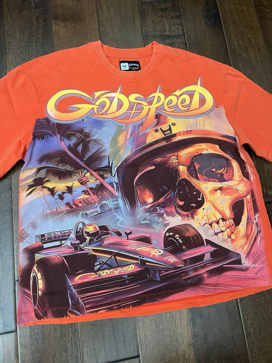 Godspeed F1 Dreams Racecar Red Wash T Shirt Size Large Authentic