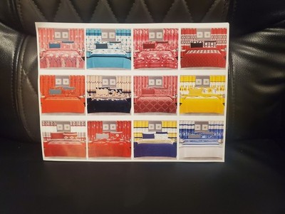 Bedroom Interior & Furniture Paper Postcard with Assorted Bedding Design Collage