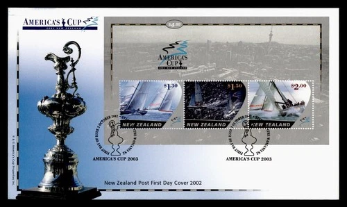 DR WHO 2003 NEW ZEALAND FDC AMERICAS CUP SAILING SHIP RACE S/S $4.80 M72242