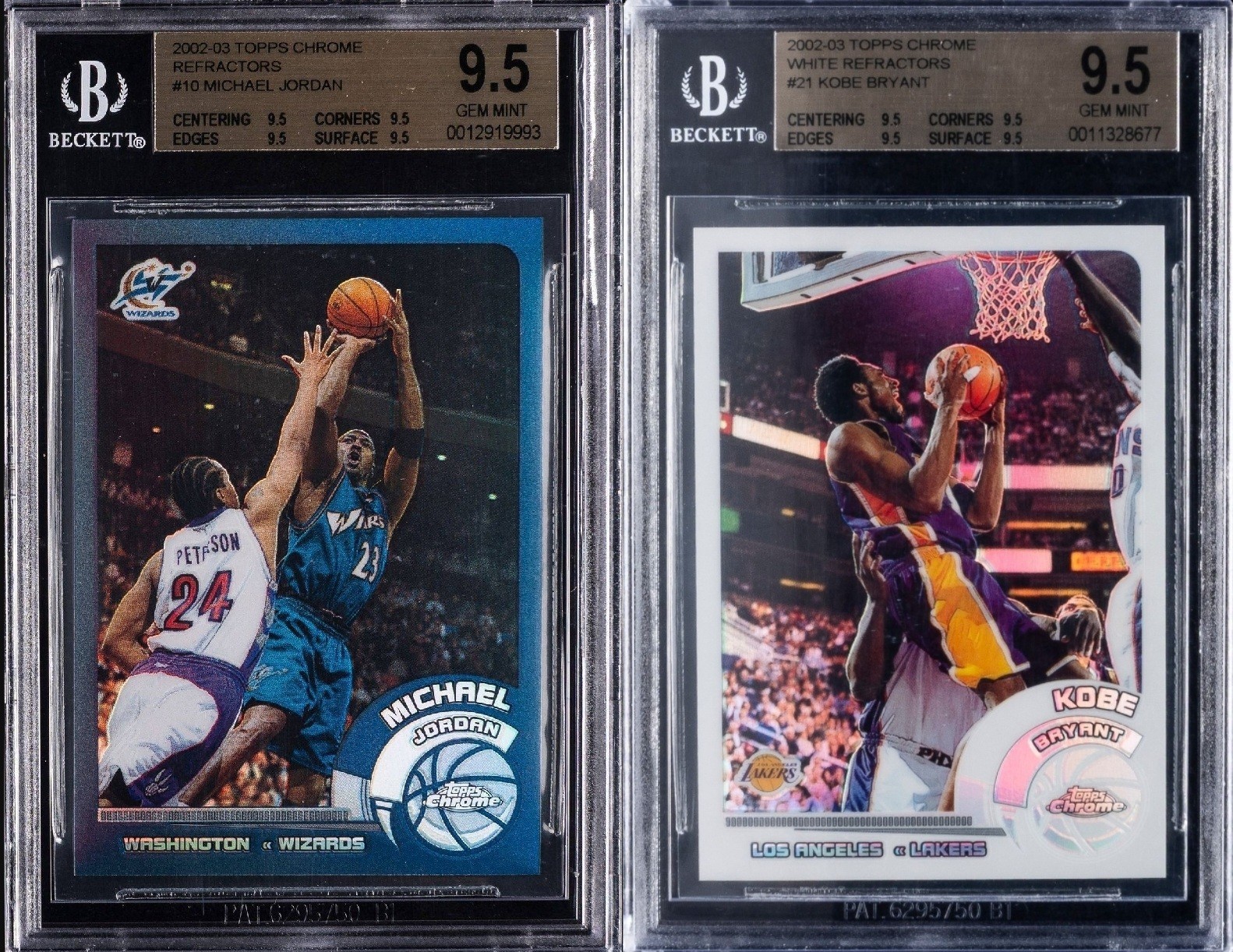 2002-03 Topps Chrome Michael Jordan & Kobe Bryant Refractors BGS 9.5 X 8 🐐🔥