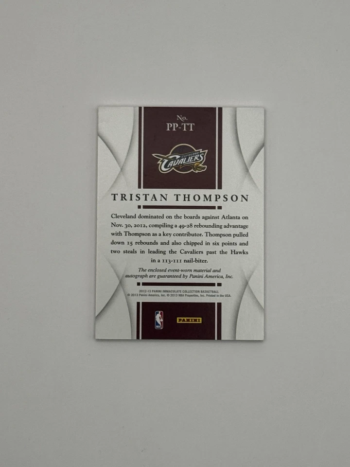 2012-13 Panini Immaculate - Tristan Thompson PP-TT /75 RC, AUTO - Image 2 of 2