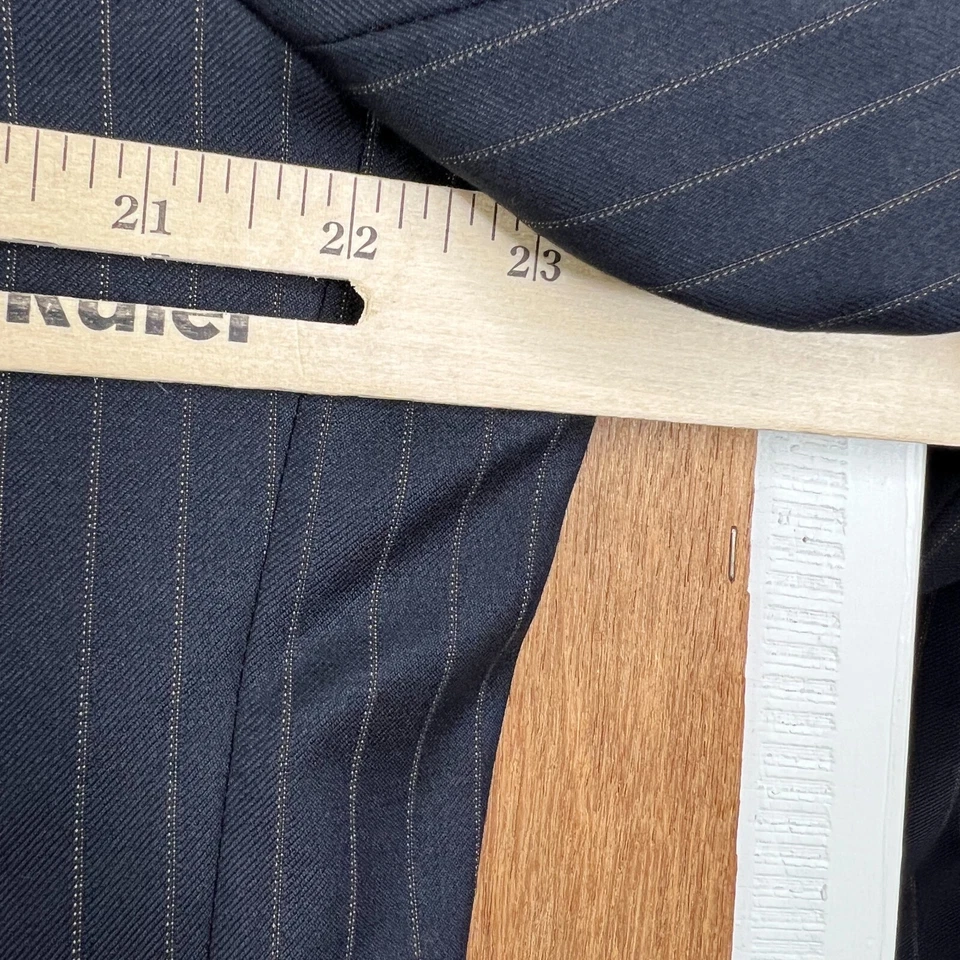 Pal Zileri Suit Mens 46R Midnight Navy Blue Pinstripe 100% Wool Canvased 42x29 - Image 4 of 4