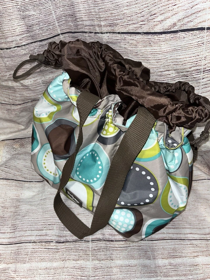 Bolso de Mano Thirty-One Cinch It Up Térmico Picnic Almuerzo Como Nuevo Círculos de Chip Foto 3 de 4