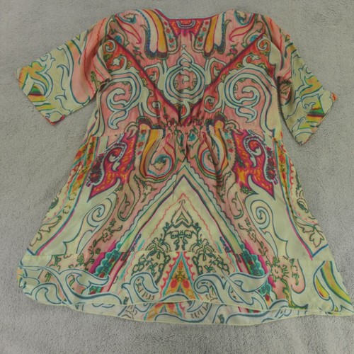 Johnny Was Tunic Top Womens XL Green Multicolor Paisley Silk - Picture 2 of 13