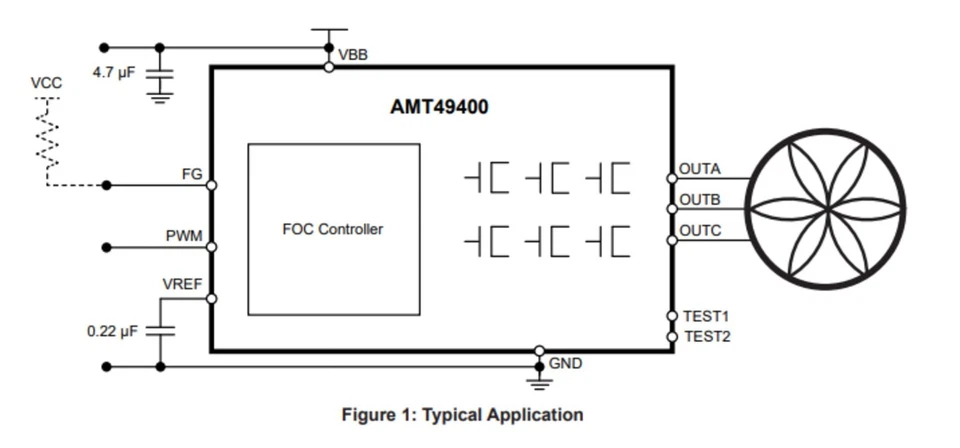 Integrated Sensorless FOC BLDC Driver AMT49400 SO-10 - Bild 1 von 1