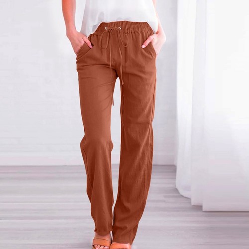 Women High Waisted Wide Leg Pants Casual Drawstring Elastic Trousers Comfy - Picture 34 of 54