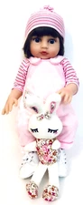 Reborn Realistic 19" Girl Baby Doll With Outfit Shoes Pacifier & Plush Bunny