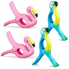 4 Pieces Flamingo Beach Towel Clip for Beach Chairs Parrot Towel Holder Cloth...