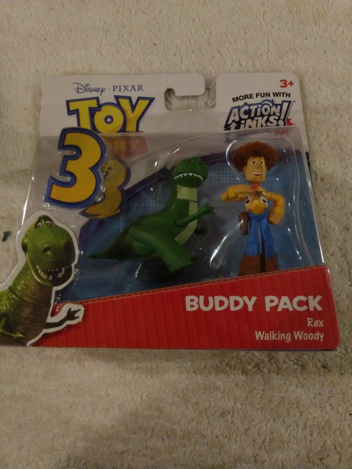 Disney Pixar Toy Story 3 Buddy Pack REX WALKING WOODY 2009 Mattel Nuevo en Paquete Edades 3+ Foto 2 de 4