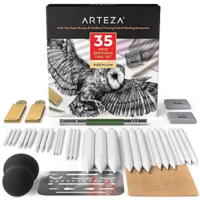 ARTEZA Drawing Kit for Adults Set of 35 Sketching Tools and Detailing Accessories Ar...