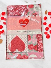 Valentine  s Day Red Hearts xoxo 52x52 Vinyl Tablecloth Red Hearts Festive Love
