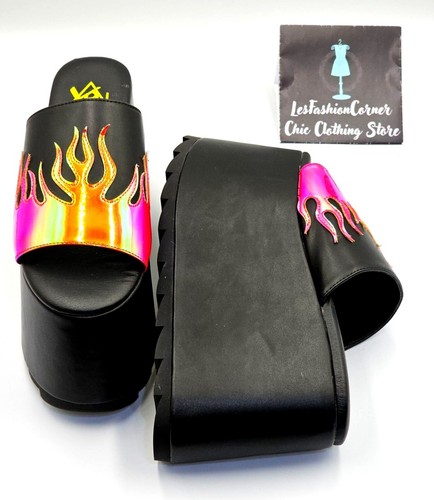 NWOB YRU Women's Gwen Flame Holographic Platform Chunky Heel Shoes Size 7 2465 - Picture 11 of 16